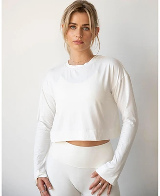 Rebody Active Women's Go With The Flow Crop Long Sleeve Top