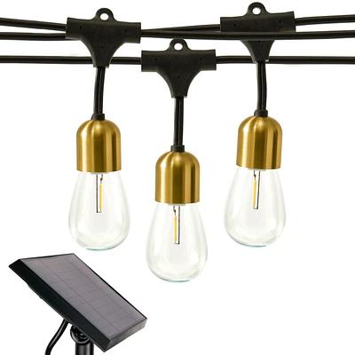 Brightech Glow 27ft Solar Powered Led Outdoor String Lights with Brass Hardware