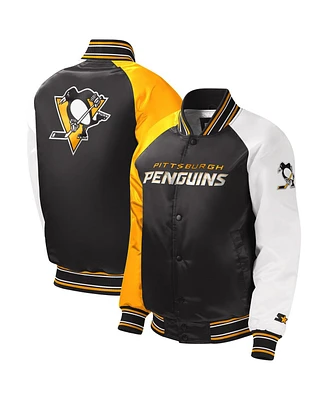 Big Boys, Girls and Starter Black Pittsburgh Penguins Raglan Full-Snap Varsity Jacket