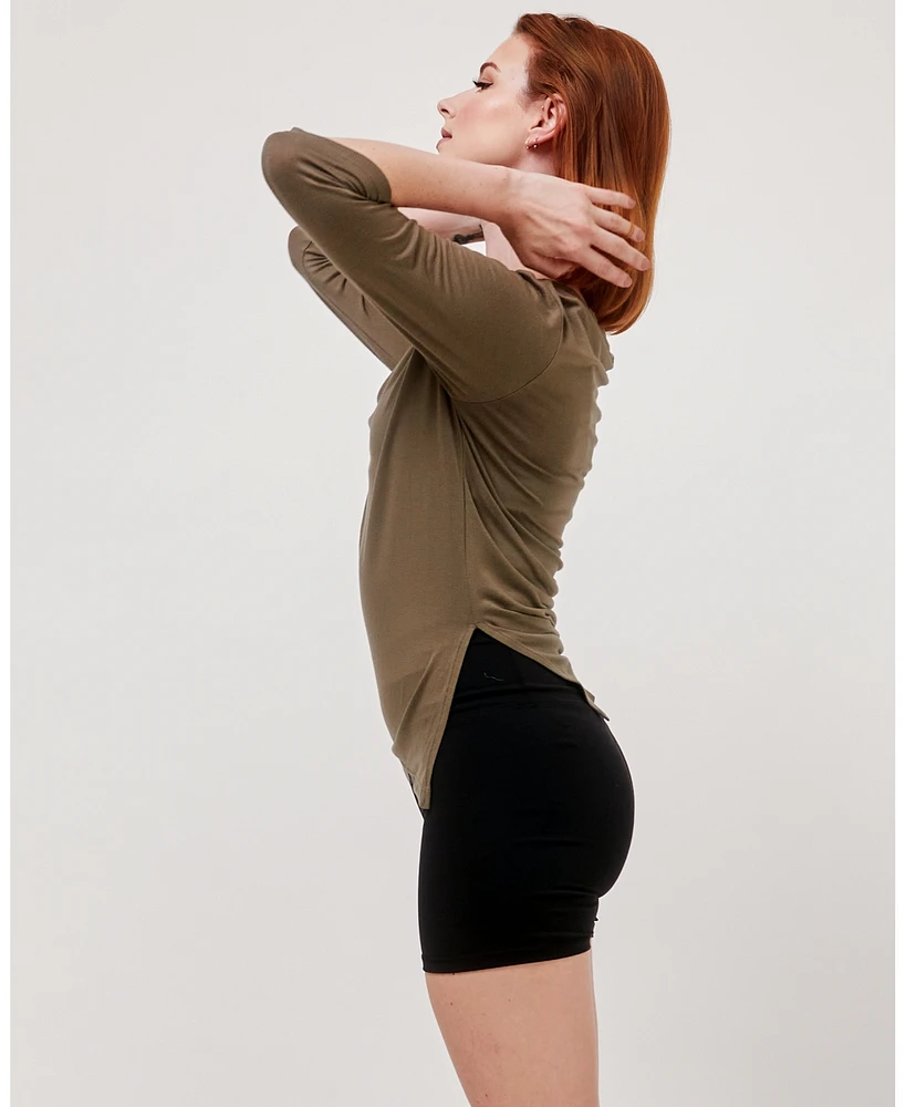 Rebody Active Women's Anen Side Tie 3/4 Sleeve Top