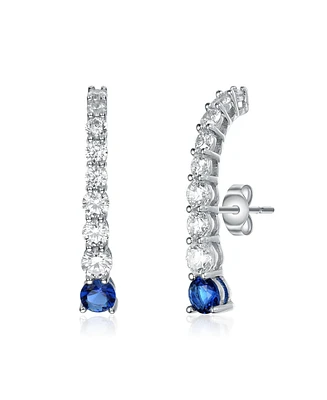 Genevive Sterling Silver Cubic ZIrconia Curved Journey Earrings
