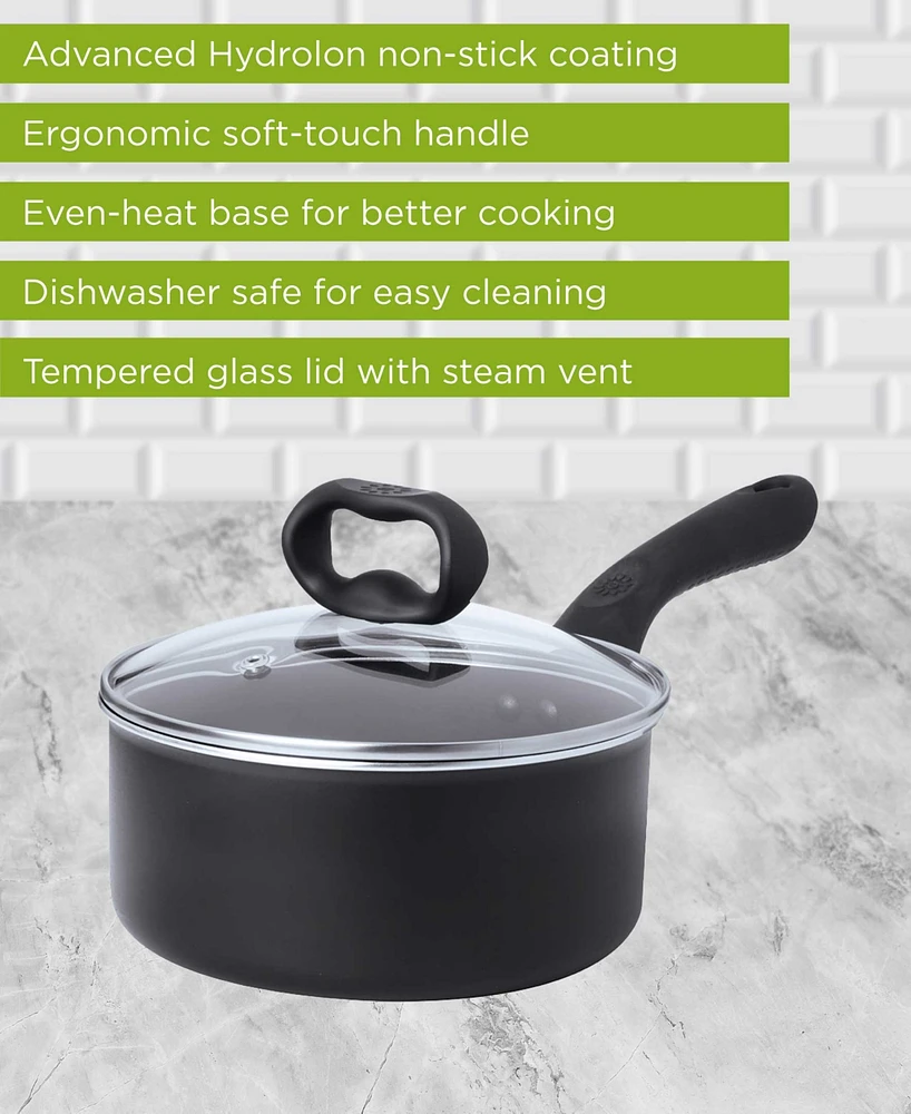 Ecolution Aluminum Quart Evolve Non-Stick Saucepan with Glass Lid