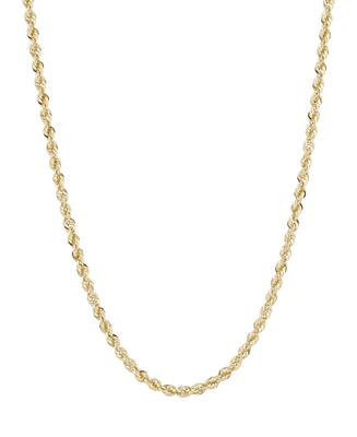 Lightweight Diamond Cut Rope Chain 20" Necklace (3mm) in 14k Yellow Gold