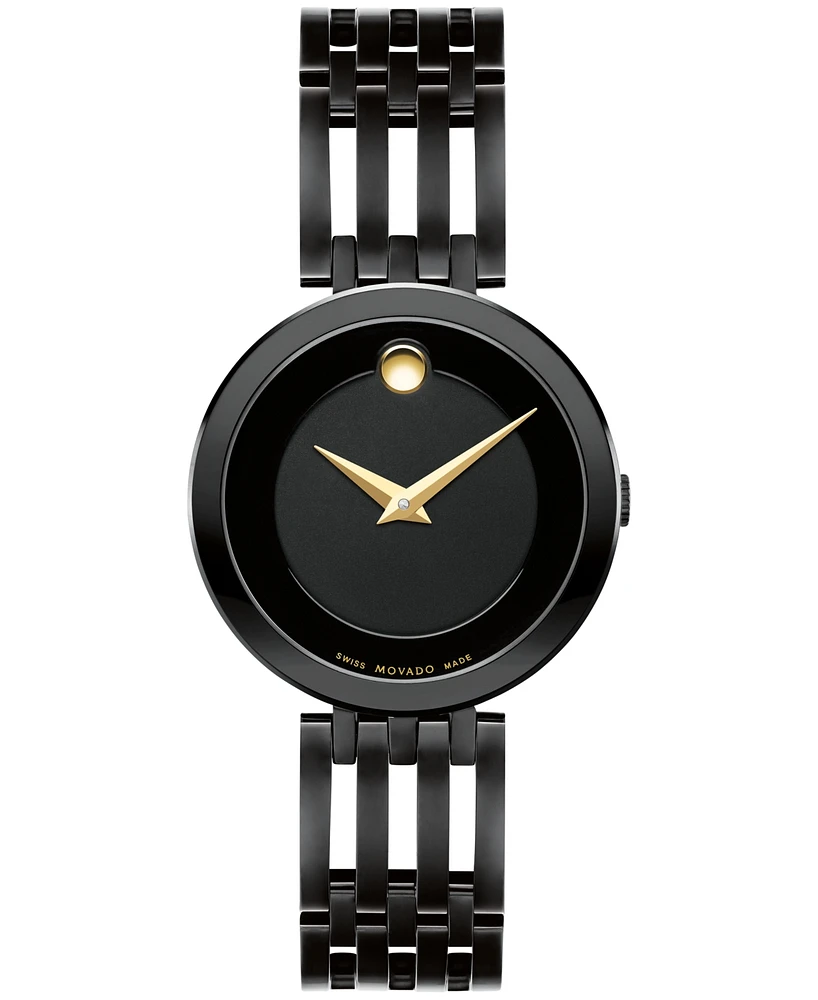Movado Women's Esperanza Swiss Quartz Black Pvd Watch 28mm