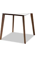 Baxton Studio Kaylee Mid-Century Modern Transitional 31.5" Finished Wood Dining Table with Faux Marble Tabletop