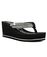 Juicy Couture Women's Unwind Rhinestone Platform Wedge Sandals