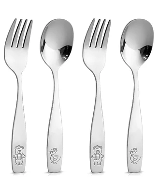 Zulay Kitchen 4 Pieces Toddler Utensils - Kids Stainless Silverware Set