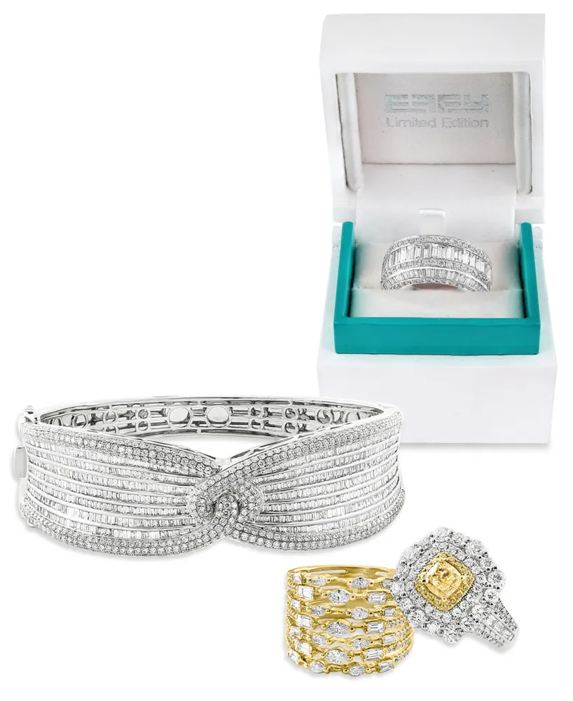 Effy Limited Edition Diamond Round & Baguette Statement Bracelet (6-1/10 ct. t.w.) in 14k White Gold