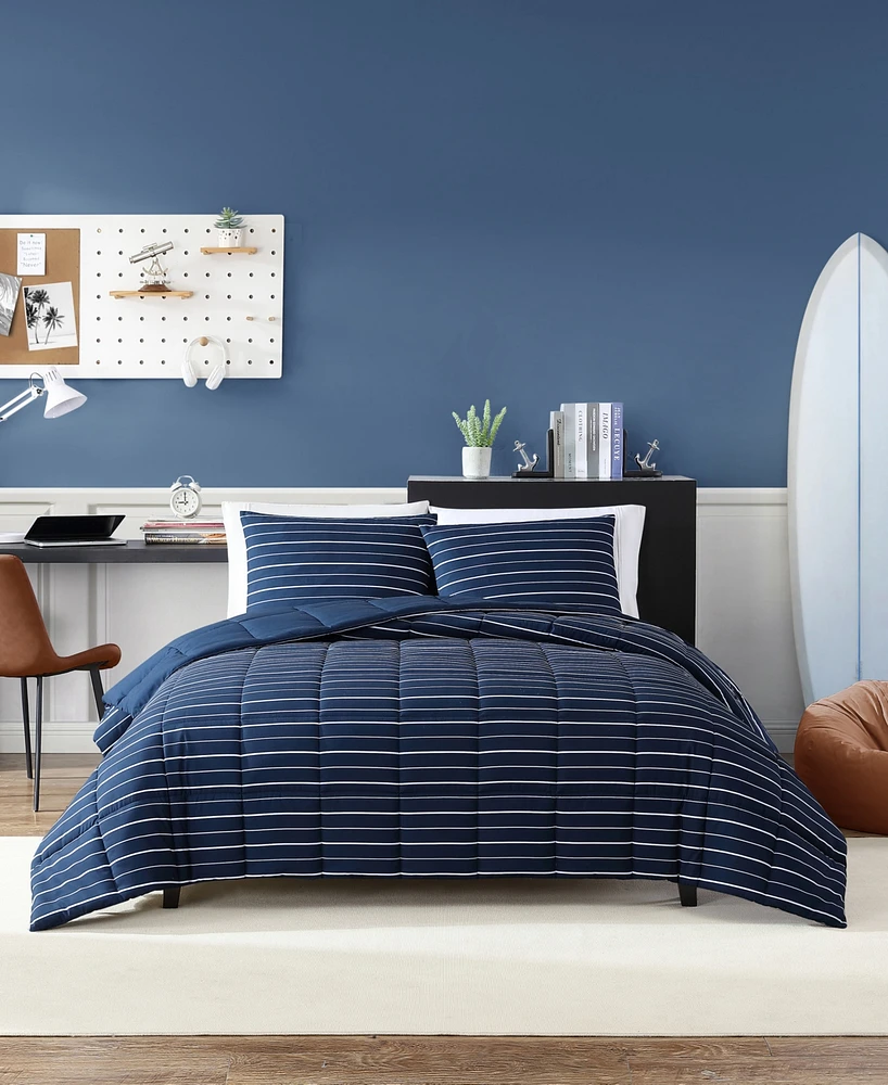 Nautica Longdale Solid Stripe Reversible Piece Comforter Set