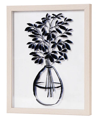 American Art Decor Branch Leaves in a Vase Printed Glass Wall Art, 12" x 15"