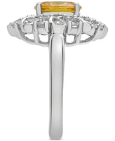 Citrine (1-5/8 ct. t.w.) & Lab-Grown White Sapphire (1-1/8 ct. t.w.) Looped Halo Ring in Sterling Silver