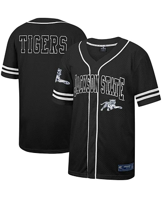 Men's Colosseum Black Jackson State Tigers Free Spirited Mesh Button-Up Baseball Jersey