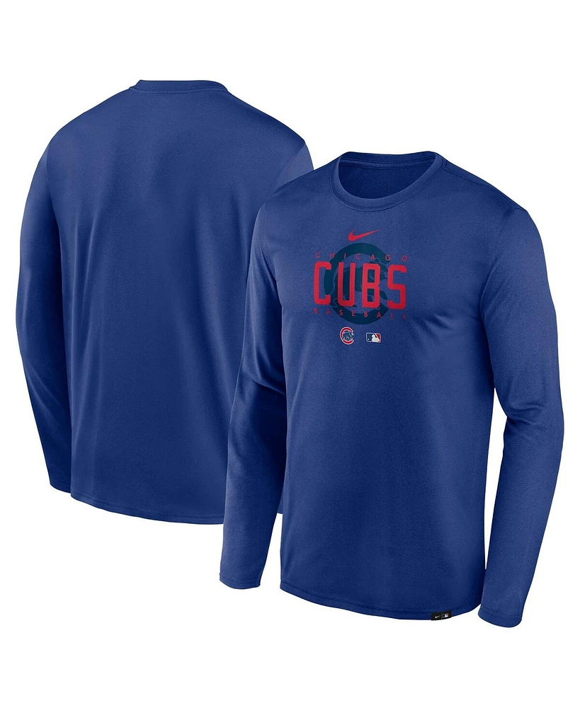 Men's Nike Royal Chicago Cubs Authentic Collection Team Logo Legend Performance Long Sleeve T-shirt