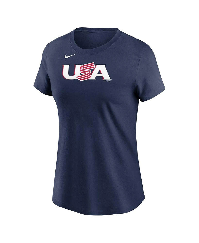 Women's Nike Mookie Betts Navy Usa Baseball 2023 World Baseball Classic Name and Number T-shirt