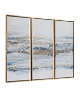 Rosemary Lane Canvas Landscape Framed Wall Art with Gold-Tone Frame Set of 3, 20" x 39"