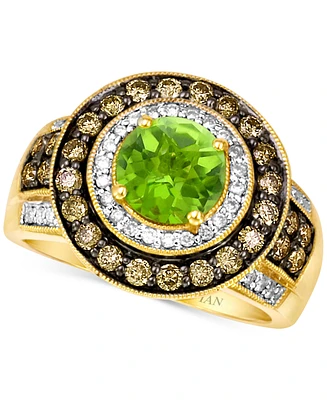 Le Vian Green Apple Peridot (1-1/3 ct. t.w.) & Diamond (3/4 ct. t.w.) Halo Ring in 14k Gold