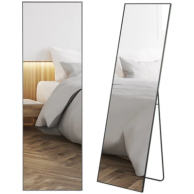 Homcom 62.5" Wall Hanging Full Length Mirror, Sding Bathroom Mirror