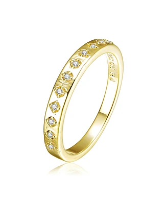 Ra 14K Gold Plated Cubic Zirconia Band Ring