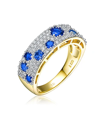 Ra 14K Gold Plated Two Tone Blue Cubic Zirconia Cocktails Ring
