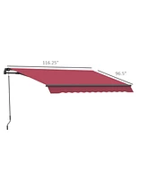 Outsunny 10' x 8 Manual Retractable Sun Shade Awning, Wine
