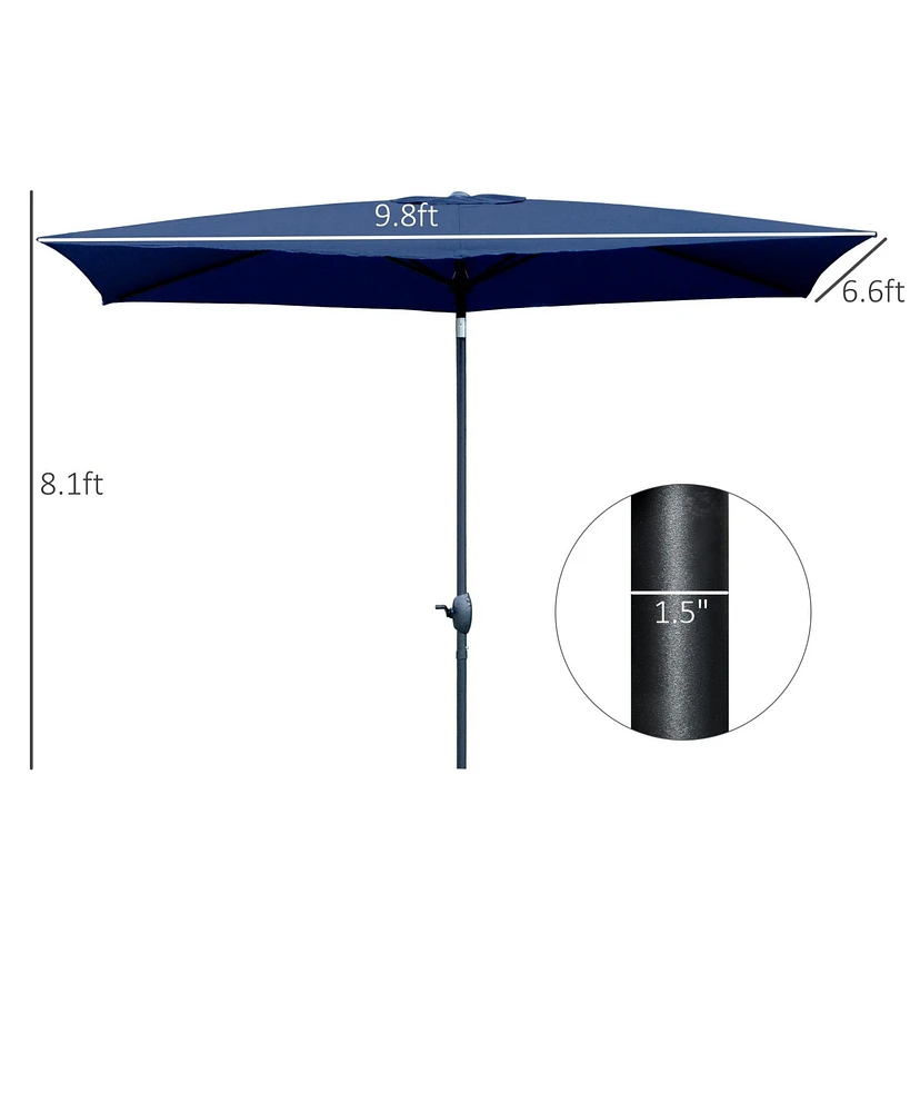 Outsunny 6.6' x 10' Outdoor Patio Umbrella with Crank Handle,