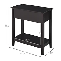 Homcom Wood Flip Top End Side Table with Cabinet Bottom Shelf for Home Office