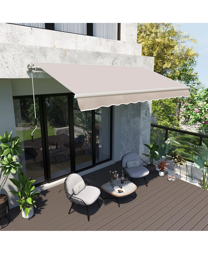 Outsunny 8' x 6.6' Patio Retractable Awning, Manual Sun Shade