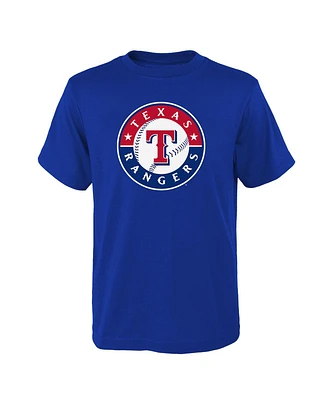 Big Boys and Girls Royal Texas Rangers Logo Primary Team T-shirt