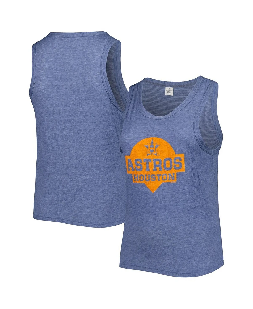 Women's Soft As A Grape Navy Houston Astros Plus Size High Neck Tri-Blend Tank Top