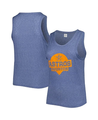 Women's Soft As A Grape Navy Houston Astros Plus Size High Neck Tri-Blend Tank Top