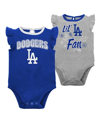 Infant Boys and Girls Royal Heather Gray Los Angeles Dodgers Little Fan Two-Pack Bodysuit Set