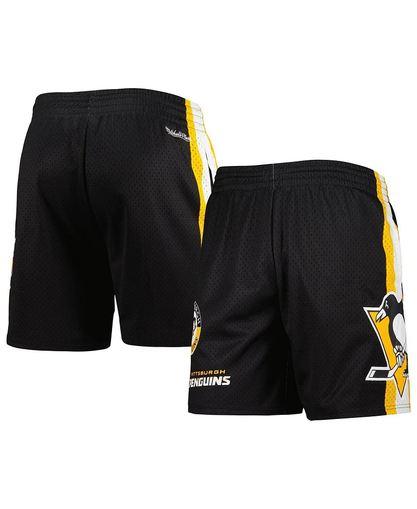 Men's Mitchell & Ness Black Pittsburgh Penguins City Collection Mesh Shorts