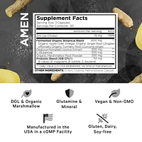 Amen Leaky Gut Supplement - Advanced Formula with Bioavailable L Glutamine, Zinc, Turmeric, Dgl Licorice Root - Marshmallow Root