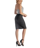 24seven Comfort Apparel Women's Knee Length Elastic Waist Pencil Skirt