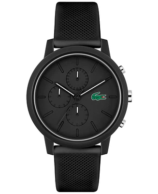 Lacoste Men's L 12.12. Chrono Black Silicone Strap Watch 43mm