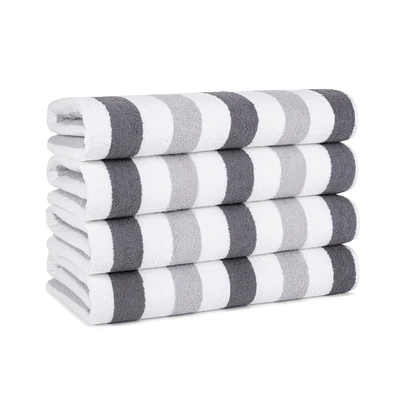 Cabo Cabana Beach Towel (4-Pack, 30x70 in.), Soft Ringspun Cotton, Alternating Stripe Colors, Oversized Pool