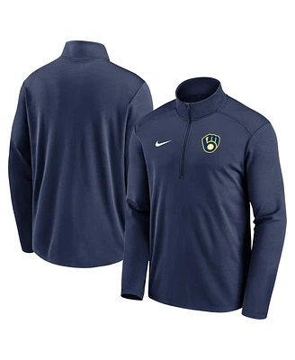 Men's Nike Navy Milwaukee Brewers Agility Pacer Performance Half-Zip Top