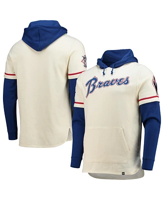 Men's '47 Brand Cream Atlanta Braves Trifecta Shortstop Pullover Hoodie