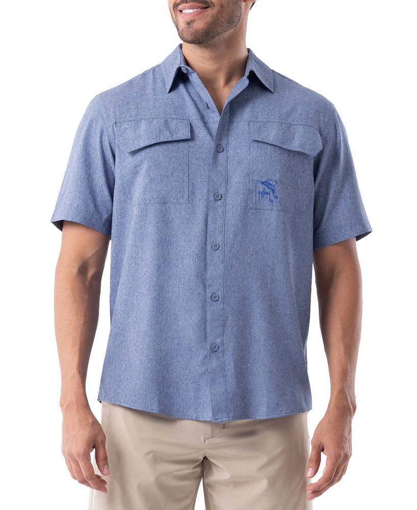 Guy Harvey Men's Short Sleeve Heathered Fishing Shirt