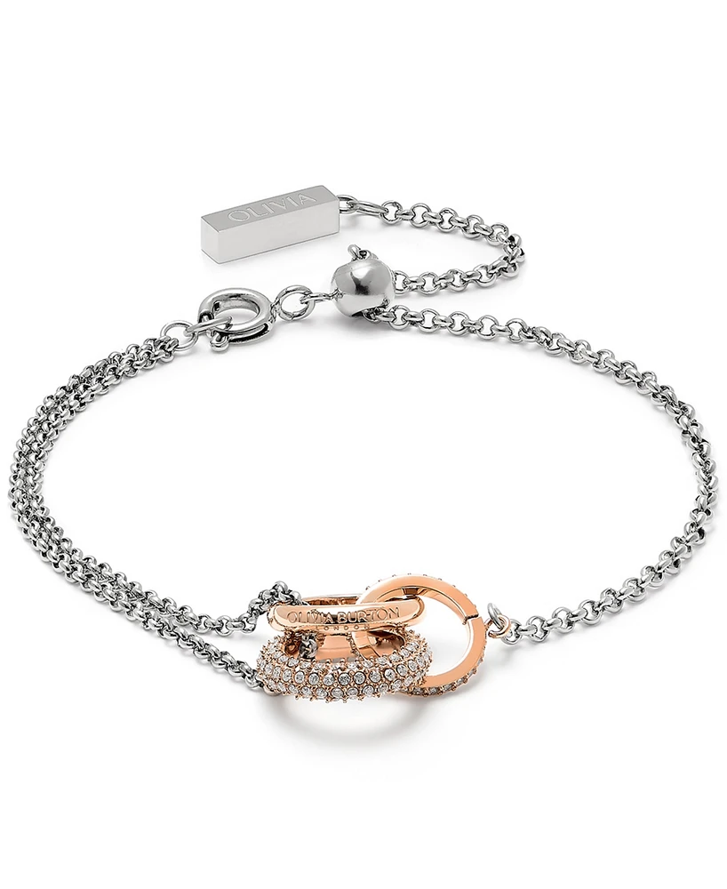 Olivia Burton Carnation Silver-Tone Crystal Interlink Bracelet
