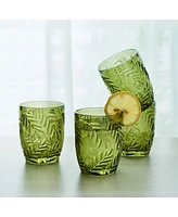 Fitz and Floyd Villa Palm 10-oz Double Old Fashioned Glasses 4-Piece Set