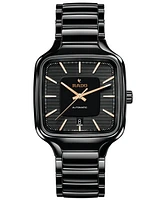 Rado Unisex Swiss Automatic True Square Black High-Tech Ceramic Bracelet Watch 38mm