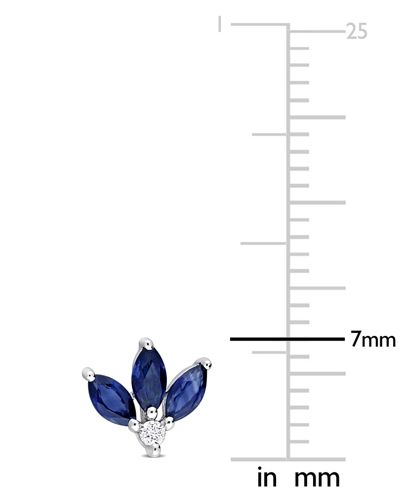 Sapphire (5/8 ct. t.w.) & Diamond Accent Stud Earrings in 10k White Gold