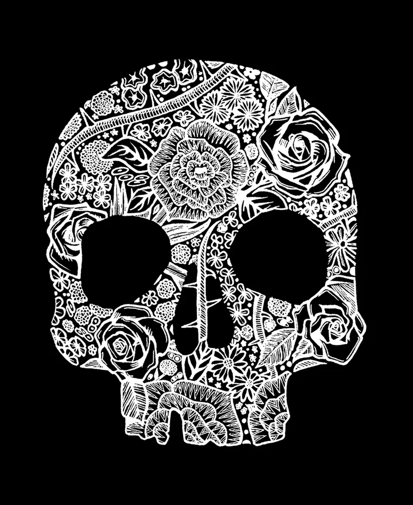 La Pop Art Men's Flower Skull Word Long Sleeve T-shirt
