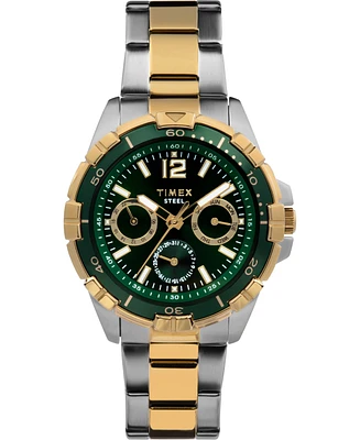 Timex Men's Quartz Analog Premium Dress Stainless Steel Two-Tone Watch 44mm