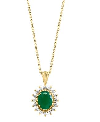 Effy Sapphire and Diamond Oval Pendant 14k White Gold Yellow Gold, Created for Macy's (Also available Emerald)
