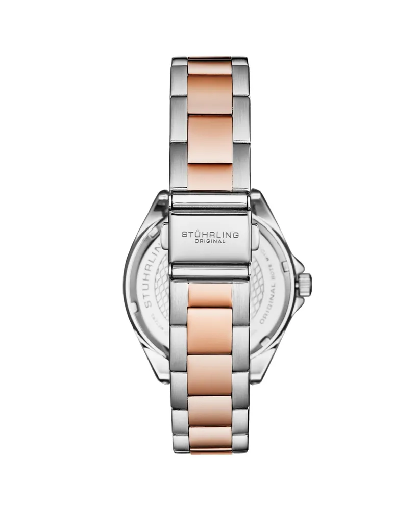 Stuhrling Women's Symphony Rose-Gold Stainless Steel , Silver-Tone Dial , 45mm Round Watch