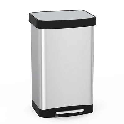 Mega Casa 14.5 Gal./55 Liter Rectangle Step-On Stainless Steel Trash Can for Kitchen