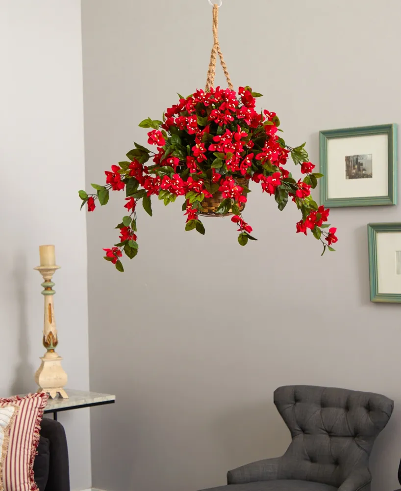 Nearly Natural Bougainvillea Uv-Resistant Indoor/Outdoor Hanging Basket