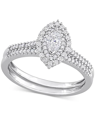 Diamond Marquise Double Halo Bridal Set (1/2 ct. t.w.) 14k White Gold